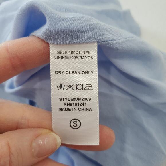 j.marie Shirt Womens Small Light Blue Pink Embroidered Linen Sleeveless JM2009 - Picture 7 of 8